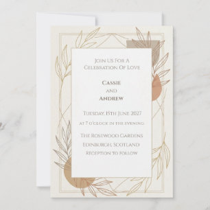 Minimal Gold Leaf Wedding Invitation