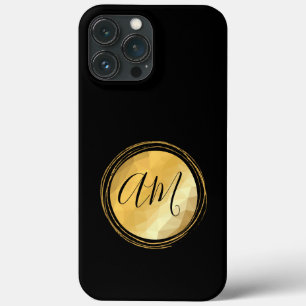 Minimal gold metallic design custom letter name iPhone 13 pro max case