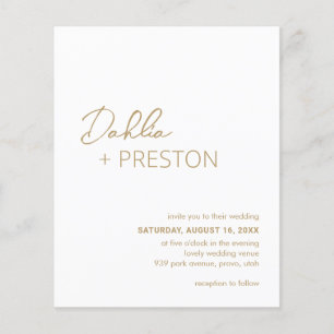 Minimal Gold Modern Budget Wedding Invite