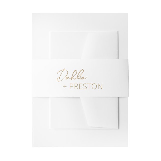 Minimal Gold Modern Wedding Invitation Belly Band (Front Example)