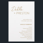 Minimal Gold Modern Wedding Program<br><div class="desc">Modern faux gold wedding program featuring a simple and minimal design with the bride's name in an elegant script and the groom's name in a contemporary sans serif font. Below in the lower right corner are your event details and order of ceremony in a minimalist layout. The back has your...</div>