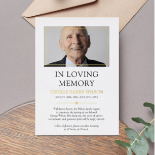 Minimal Gold Photo In Loving Memory Announcement