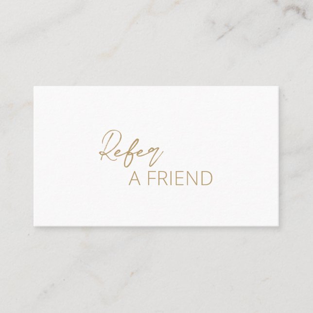 Minimal Gold QR Code Modern Referral Card (Front)