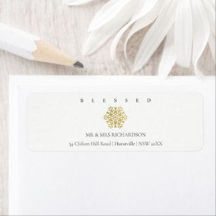 Minimal Gold Snowflake Blessed Christmas Address Return Address Label