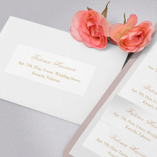 Minimal Gold Stylish Calligraphy Wedding Address Label