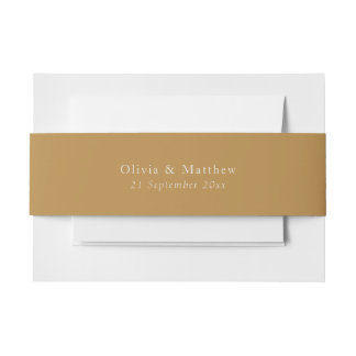 Minimal Gold Text Classic Wedding Envelope Invitation Belly Band