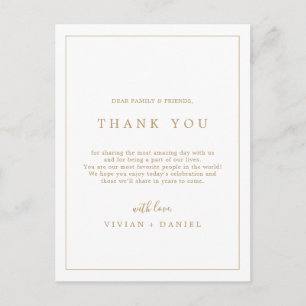 Minimal Gold Typography Thank You Reception Card