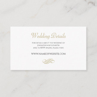 Minimal Gold Wedding Details Enclosure Card