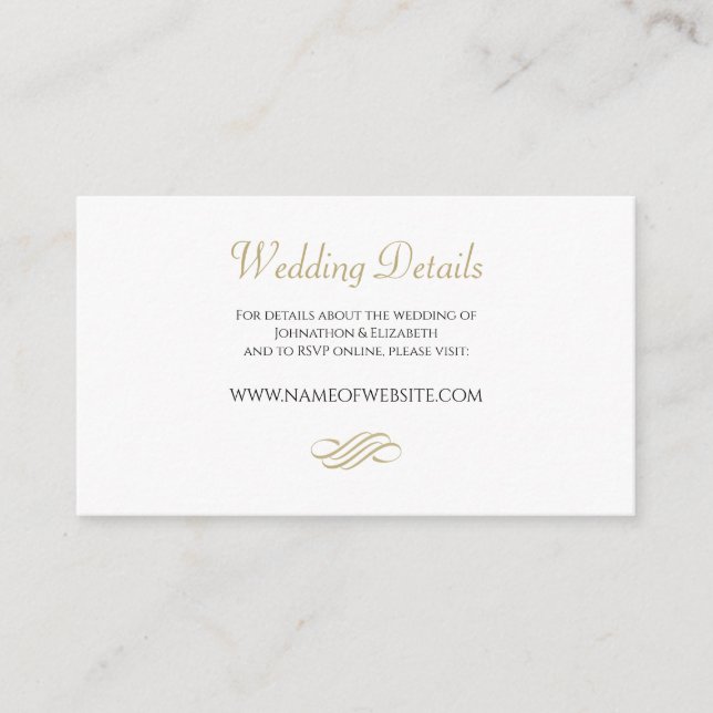 Minimal Gold Wedding Details Enclosure Card (Front)