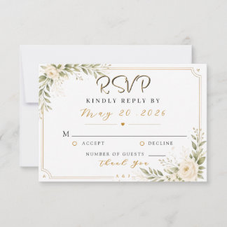 Minimal Gold Wedding RSVP Card – Elegant Reply