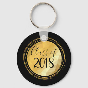 Minimal golden bright graduation class of 2018 key ring