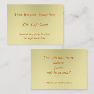 Minimal Golden Business Fifty Dollar Gift Card