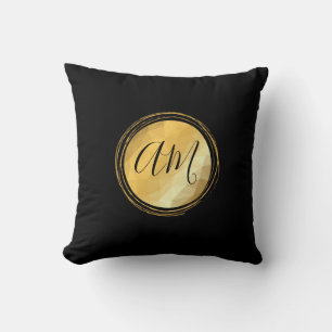 Minimal golden geometric customisable text cushion
