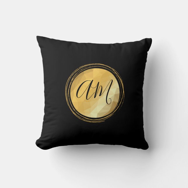 Minimal golden geometric customisable text cushion (Front)