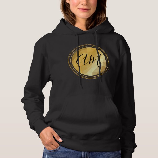 Minimal golden geometric customisable text hoodie (Front)