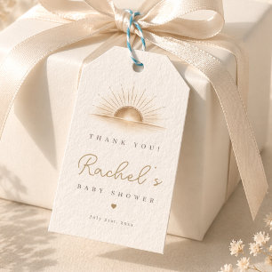Minimal Golden Sun Neutral Baby Shower Thank You Gift Tags