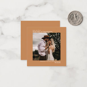 Minimal Golden Tan Wedding Save the Date Mini Card