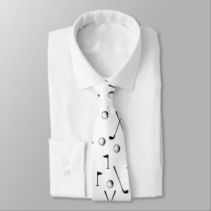 Minimal Golf Pattern Ball Flag Club Golfer Gift   Tie