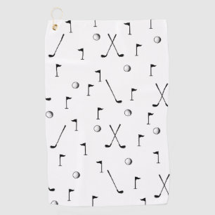 Minimal Golf Pattern Ball Flag Club Golfer Gift  Towel