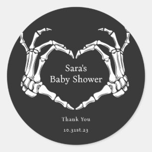 Minimal Goth Skeleton Hands Baby Shower Favor  Classic Round Sticker