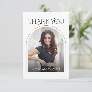 Minimal Graceful Elegance Arch 2 Photo Graduation Thank You Card