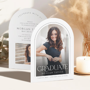 Minimal Graceful Elegance Arch Photo Graduation Invitation