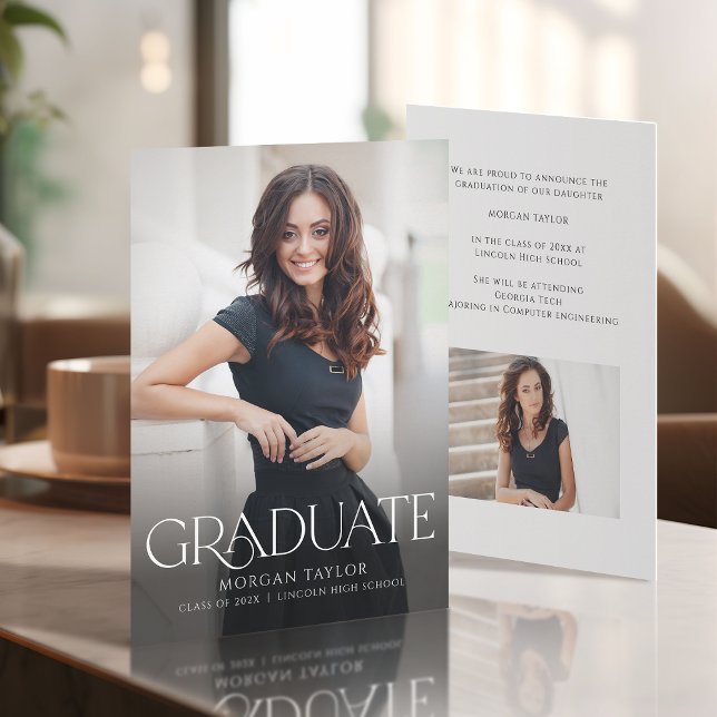 Minimal Graceful Elegance Photo Grad Announcement (Minimal Graceful Elegance Photo Grad Announcement)