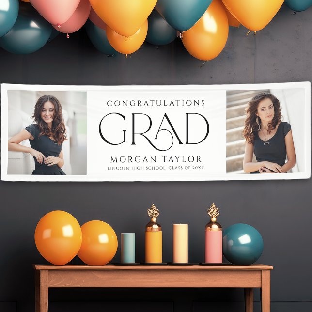 Minimal Graceful Elegance Photo Graduation Party Banner (Minimal Graceful Elegance Photo Graduation Party Banner)