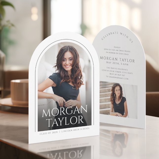 Minimal Graceful Name Arch Photo Graduation Invitation (Minimal Graceful Name Arch Photo Graduation Invitation)