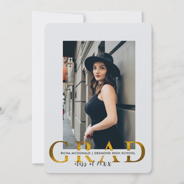 Minimal Grad Invite - Photo Party Invitation (Front)