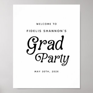 Minimal Grad Party Retro Graduation Welcome Sign