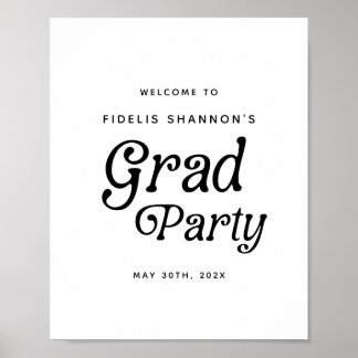 Minimal Grad Party Retro Graduation Welcome Sign