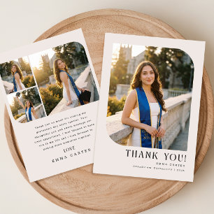 Minimal Grad Photo Collage Graduation Party Thank You Card