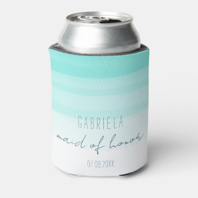 Minimal gradient mint custom maid of honour  can cooler (Can Back)