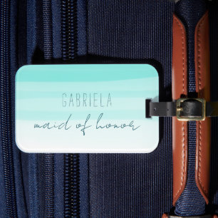 Minimal gradient mint custom maid of honour luggage tag