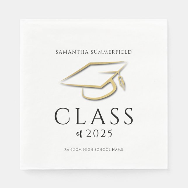 Minimal Graduation 2025 Grad Party Paper Napkin (Front)