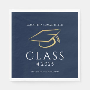 Minimal Graduation 2025 Navy Blue Party Paper Napkin