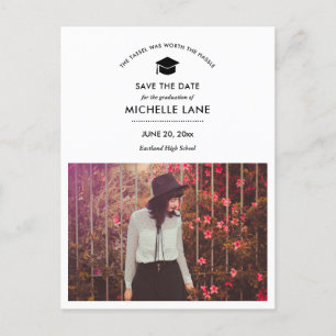 Minimal Graduation Save The Date Grad Photo Postcard