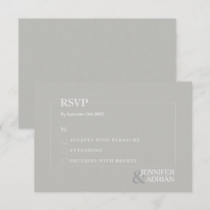 Minimal Granite Grey Modern Wedding RSVP Card