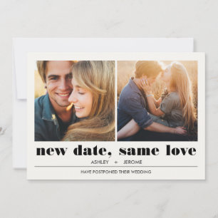 Minimal Graphic   2 Photos Wedding Postponement Card