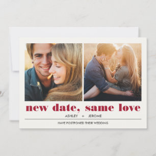 Minimal Graphic 2 Photos Wedding Postponement Card