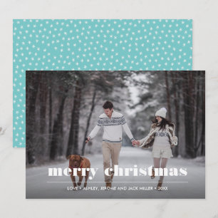Minimal Graphic Aqua Christmas Photo Card
