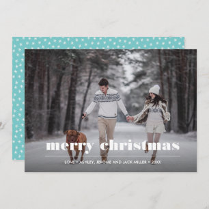Minimal Graphic   Aqua Christmas  Photo Card