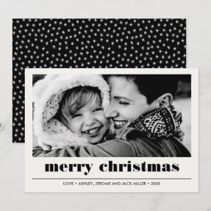 Minimal Graphic   Black Merry Christmas Photo Card