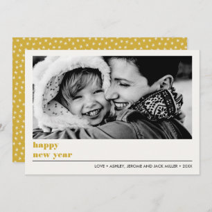 Minimal Graphic   Gold  Happy new Year Photo Card