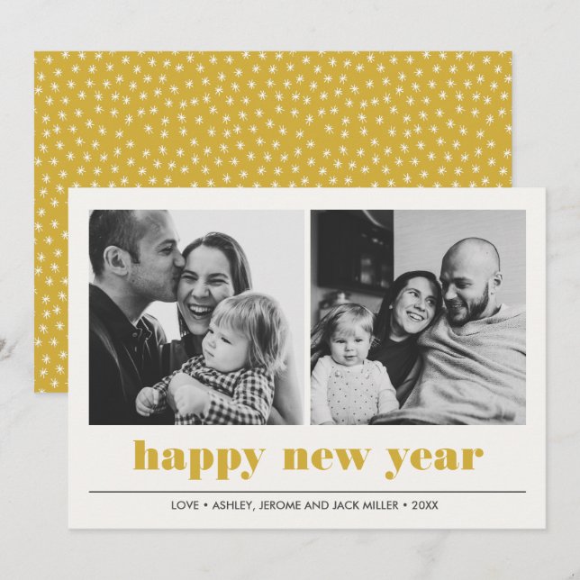 Minimal Graphic | Happy new year collage 2 Photo Card (Front/Back)