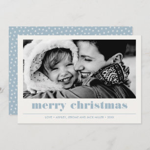 Minimal Graphic   Light Blue Merry Christmas Photo Card