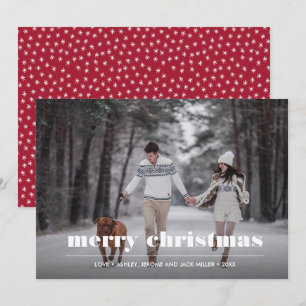 Minimal Graphic Ruby Red Christmas Photo Card
