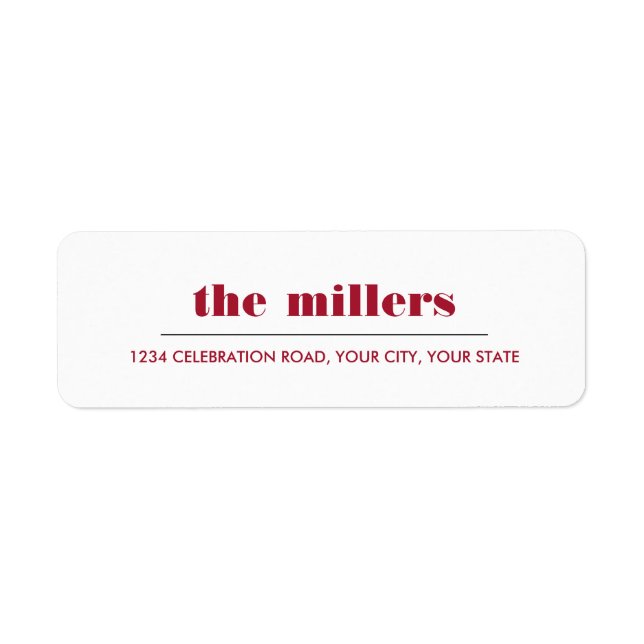 Minimal Graphic | Ruby red Hipster Return Address Label (Front)