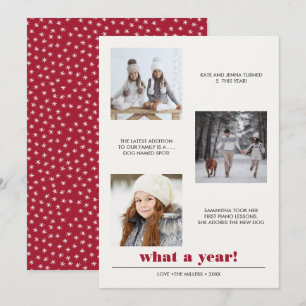 Minimal Graphic   Year in review 3 photo collage Card